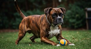 Boxer dog playing