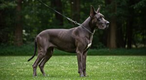 Great Dane dog on leash